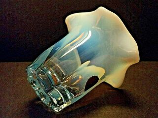 Duncan Miller Canterbury Blue Opalescent Glass Vase Label 3 1/4 "