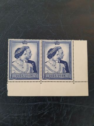 1948 Pair Mnh £1 Silver Wedding Stamps Pair One Pound Great Britain Uk