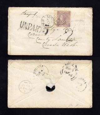 Gb: 1866 Soctt 45 On Cover To Canada " More To Pay "