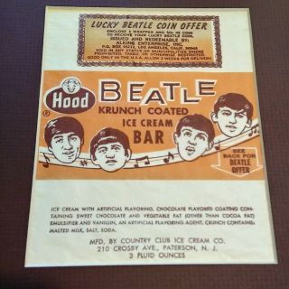 Beatles Ad,  Hood Ice Cream Bar,  Lucky Beatle Coin Offer Matted Ready To Frame