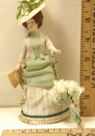 Vintage Beverly Dahl House Of Miniatures Porcelain Dollhouse Doll Victorian Lady