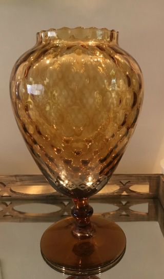 Vtg Mid Century Modern Empoli Italian Italy Art Glass Amber Large Vase