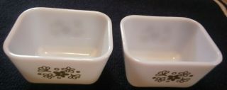 Vintage Pyrex Small Refrigerator Dish Green Crazy Daisy 501 1 1/2 Cup Set of 2 2