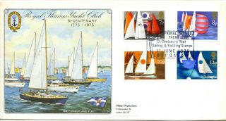 1975 Sailing Great Britain Royal Thames Yacht Club Official Illus.  Fdc Vgc