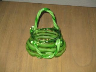 Handcrafted Purse Angelina Block Crystal Art Glass Vase - Green Striped Euc