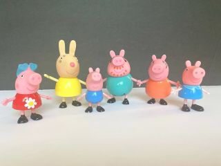 Peppa Pig 6 Pc Mic.  Figures Peppa,  Daddy Pig,  Mummy Pig,  George,  Miss Rabit,  Etc