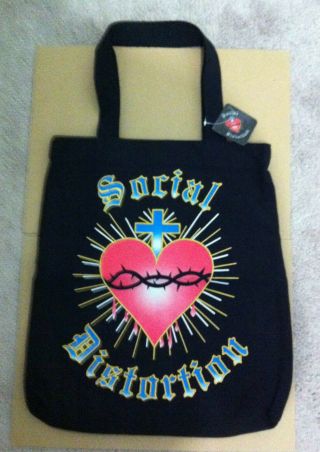 Social Distortion Heart Cross Embroidered Tote Bag Official Merchandise Rare