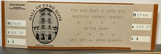 Elton John Concert Ticket Madison Square Garden October 1989