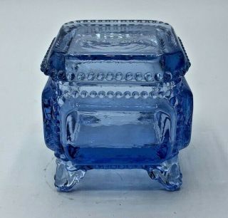 Westmoreland Glass Lidded Trinket Jewelry Box Clear Light Blue Beaded Edge 3