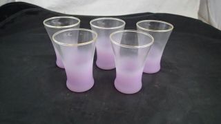 5 Vintage Blendo West Virginia Glass Purple Juice Glasses 4 " X 2.  5 "