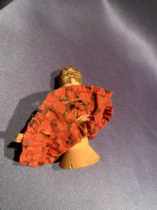 Antique Handmade Wooden Spool Doll Cloth Face Old Dress Early Make Do Dolls Doll 3
