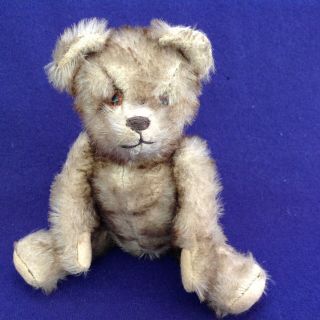 Rare Early Antique German Teddy Bear With Glass Eyes And Tipped Mohair Old 8 1/2