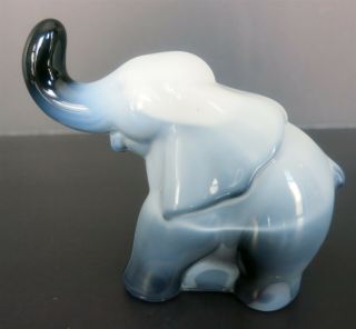 Mosser Glass 3 " Gray Black & White Slag Elephant Figurine W/trunk Up