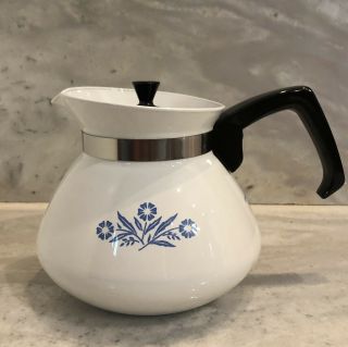 Vintage Corning Ware Blue Cornflower Coffee Tea Pot With Lid - 6 Cup