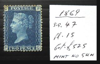 Gb 1869 - 2d Blue Plate 15 As Described Cx216