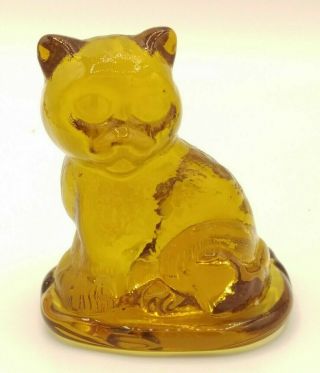 Honey Amber Viking Glass Cat Kitten Figurine Paperweight Art Glass