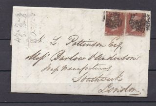 Lot:35280 Gb Qv Cover Entire Castle On Tyne To London 21 March 1842,  2x 1d Red
