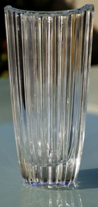 Vintage Retro Pleated Lead Crystal Vase 17 Cm Tall 820g