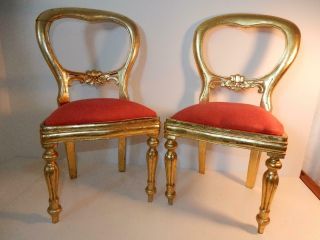 Doll Chairs For Antique German Or French Bisque Doll Gold Guilded