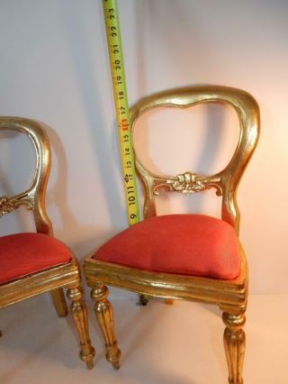 DOLL CHAIRS FOR ANTIQUE GERMAN OR FRENCH BISQUE DOLL GOLD GUILDED 2