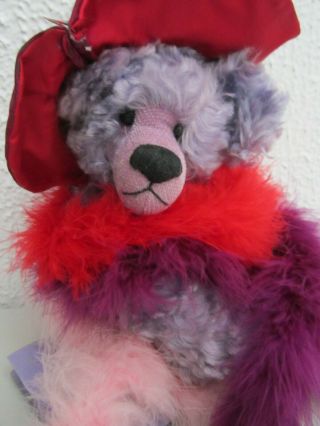 Hand Made Artist Teddy Patricia Woliver Paws N Time 13 " Mohair Queen Ruby Red Ht