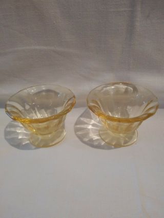 Fostoria Fairfax Topaz Yellow Footed Individual Nut Cup.  Set Of 2
