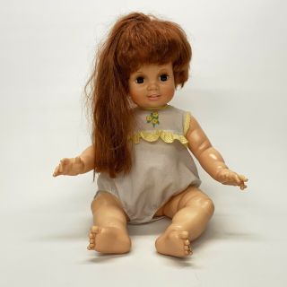 1973 Baby Crissy Doll Ideal Toy Corp 24 " Adjustable Auburn Hair Flower Clothing