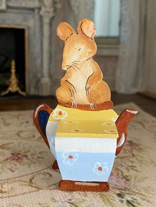 Vintage Miniature Dollhouse Victoria Casson France Wood Mouse Teapot Chair