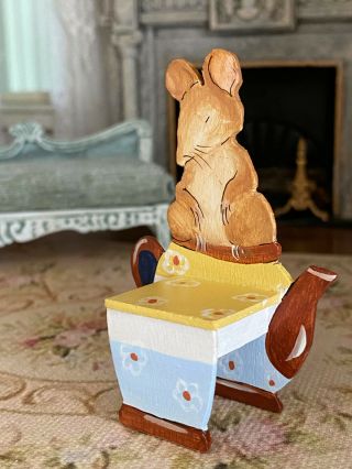 Vintage Miniature Dollhouse Victoria Casson France Wood Mouse Teapot Chair 2