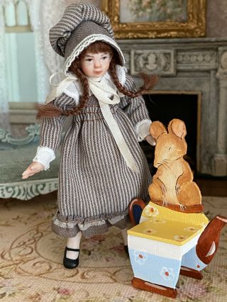 Vintage Miniature Dollhouse Victoria Casson France Wood Mouse Teapot Chair 3