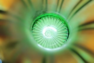 ANTIQUE VINTAGE NORTHWOOD GREEN OPALESCENT RIBBED CARNIVAL GLASS VASE 7 - 5/8 