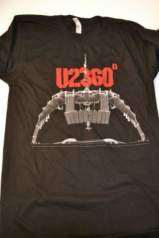 U2 360° Tour 2011 Tour Concert Black Graphic 2 Sided T - Shirt Size Medium