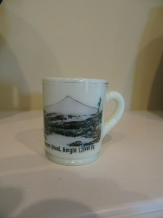 Custard Glass Souvenir Mini Mug Match Holder Mount Hood 12000 Ft Nr Portland Or