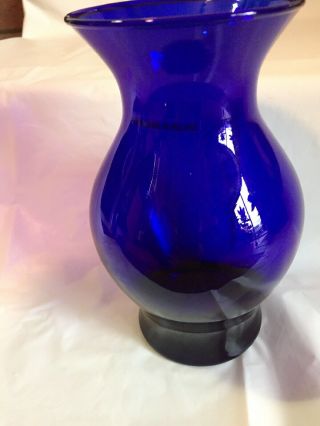 Vintage Collectible Cobalt Blue Glass Vase Hand Made In Poland 7 1/2” Tall