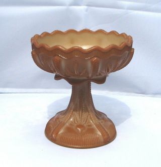Greentown Indiana Tumbler Goblet Co Cactus Pattern Chocolate Glass Pedestal Bowl