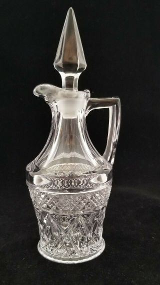Vtg Imperial Glass " Cape Cod " Oil & Vinegar Cruet With Origional Stopper