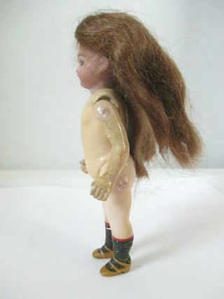 Antique German Bisque Head Sleep Eyes Fully Jointed Doll 5 Inches Tall 3