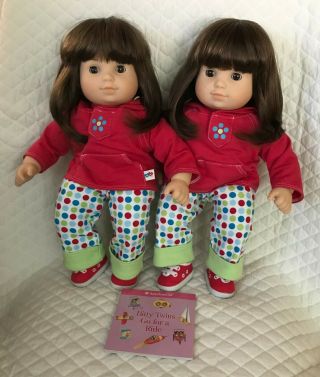 Retired American Girl Bitty Baby Twin Dolls Brunette Brown Eyes Outfits Book