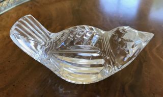 Vtg Waterford Crystal Sparrow Bird Figurine Paperweight Signed