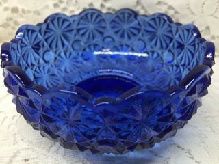 Blue Vaseline Glass Daisy And Button Candy Jam Soap Dish Bowl Uranium Cobalt Art