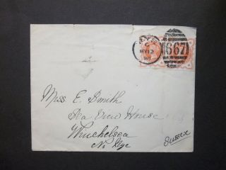 Gb Sussex 1898 Qv 1/2d X2 Envelope 667 Rye Duplex & Icklesham S/c To Winchelsea