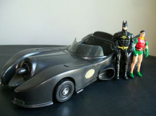 Vintage 1989 Batmobile Toy Plastic,  Batman,  Dc Comics 14 " Inch With The Duo