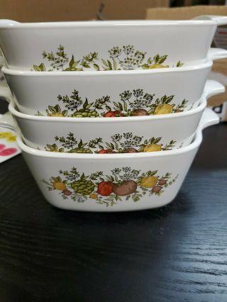 Vintage Corning Ware Spice Of Life Set Of 4 No Lids Small 2 3/4 Cup.  P 43 - B