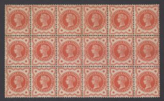 Block Of 18 Gb Qv 1/2d Vermilion Sg197 No Gum / Jubilee Stamps