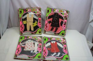 (4) Vintage Maddie Mod Fashion Clothes Barbie Clone Princess Grace Doll