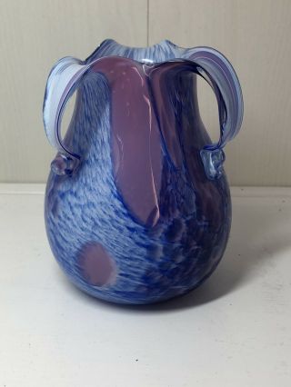 Vintage Guernsey Island Studio Art Glass Vase By Michael Harris With Pontil Mark