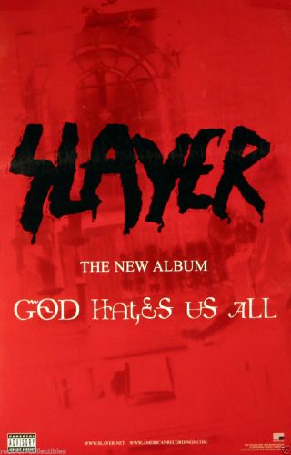 Slayer 2001 God Hates Us All Double Sided Promo Poster - Jeff Hanneman