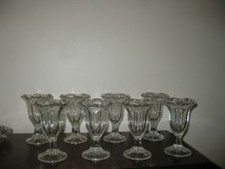 Set Of 8 Vintage Clear Glass Ice Cream Sundae Parfait Glasses Tulip Shaped