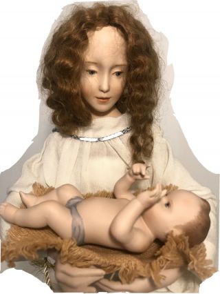 Vtg Ashton Drake Galleries Brigitte Deval Porcelain Doll Madonna Child Figurine