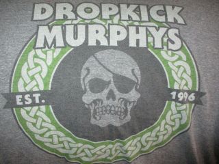 Soft Grey Dropkick Murphys Est.  1996 Skull Logo T Shirt Large Tri Blend